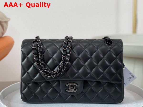 Chanel Classic 11 12 Handbag in Black Lambskin Ruthenium Finish Metal Ref A01112 Replica