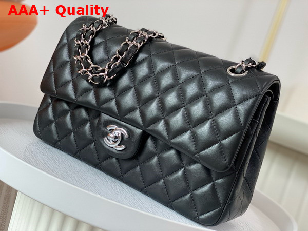 Chanel Classic 11 12 Handbag in Black Lambskin Silver Tone Metal Ref A01112 Replica