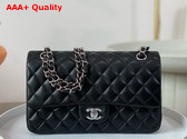 Chanel Classic 11 12 Handbag in Black Lambskin Silver Tone Metal Ref A01112 Replica