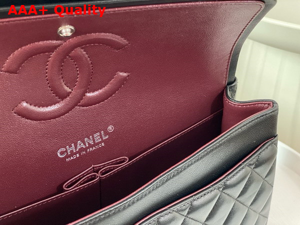 Chanel Classic 11 12 Handbag in Black Lambskin Silver Tone Metal Ref A01112 Replica