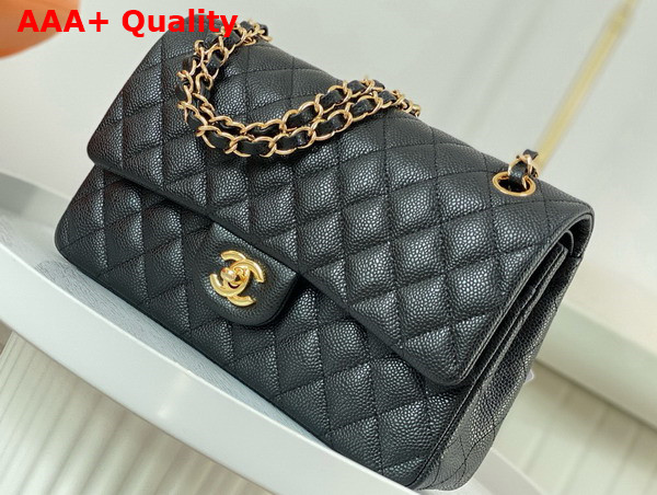 Chanel Classic 11 12 Handbag in Black Shiny Grained Calfskin Gold Tone Metal Ref A01112 Replica