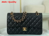 Chanel Classic 11 12 Handbag in Black Shiny Grained Calfskin Gold Tone Metal Ref A01112 Replica