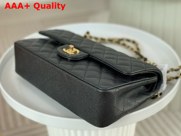 Chanel Classic 11 12 Handbag in Black Shiny Grained Calfskin Gold Tone Metal Ref A01112 Replica