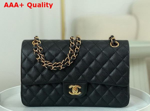 Chanel Classic 11 12 Handbag in Black Shiny Grained Calfskin Gold Tone Metal Ref A01112 Replica