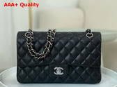 Chanel Classic 11 12 Handbag in Black Shiny Grained Calfskin Silver Tone Metal Ref A01112 Replica