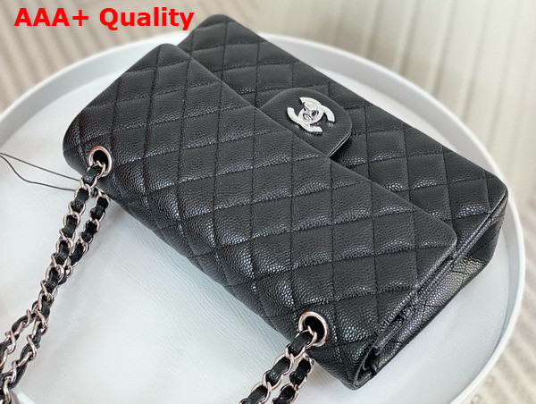 Chanel Classic 11 12 Handbag in Black Shiny Grained Calfskin Silver Tone Metal Ref A01112 Replica