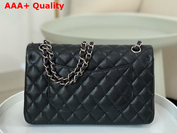 Chanel Classic 11 12 Handbag in Black Shiny Grained Calfskin Silver Tone Metal Ref A01112 Replica