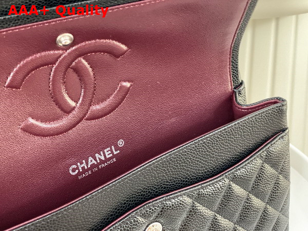 Chanel Classic 11 12 Handbag in Black Shiny Grained Calfskin Silver Tone Metal Ref A01112 Replica