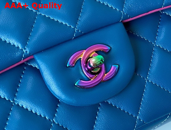 Chanel Classic 11 12 Handbag in Blue Lambskin with Iridescent Metal A01112 Replica