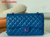 Chanel Classic 11 12 Handbag in Blue Lambskin with Iridescent Metal A01112 Replica