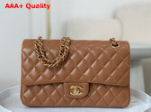 Chanel Classic 11 12 Handbag in Brown Lambskin Gold Tone Metal Ref A01112 Replica