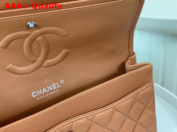 Chanel Classic 11 12 Handbag in Brown Shiny Grained Calfskin Silver Tone Metal Ref A01112 Replica