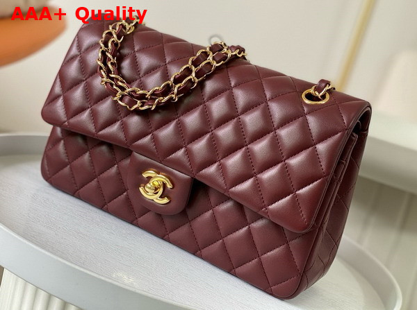 Chanel Classic 11 12 Handbag in Burgundy Lambskin Gold Tone Metal Ref A01112 Replica