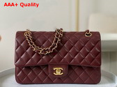 Chanel Classic 11 12 Handbag in Burgundy Lambskin Gold Tone Metal Ref A01112 Replica