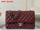 Chanel Classic 11 12 Handbag in Burgundy Lambskin Silver Tone Metal Ref A01112 Replica