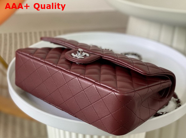 Chanel Classic 11 12 Handbag in Burgundy Lambskin Silver Tone Metal Ref A01112 Replica