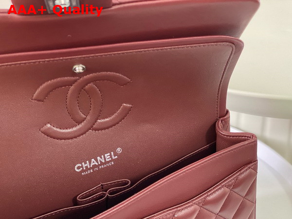 Chanel Classic 11 12 Handbag in Burgundy Lambskin Silver Tone Metal Ref A01112 Replica