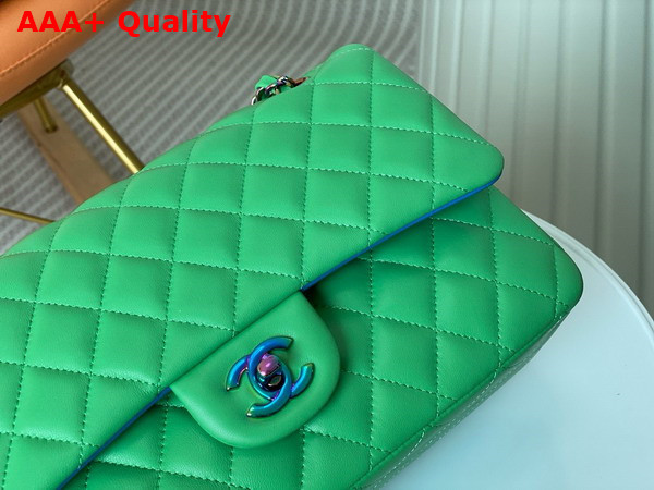 Chanel Classic 11 12 Handbag in Green Lambskin with Iridescent Metal A01112 Replica