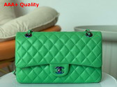 Chanel Classic 11 12 Handbag in Green Lambskin with Iridescent Metal A01112 Replica