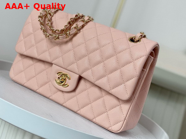 Chanel Classic 11 12 Handbag in Light Pink Shiny Grained Calfskin Gold Tone Metal Ref A01112 Replica