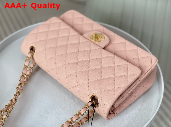 Chanel Classic 11 12 Handbag in Light Pink Shiny Grained Calfskin Gold Tone Metal Ref A01112 Replica