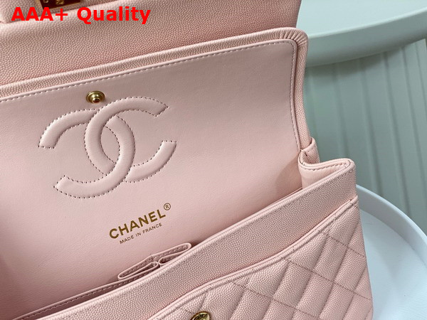 Chanel Classic 11 12 Handbag in Light Pink Shiny Grained Calfskin Gold Tone Metal Ref A01112 Replica