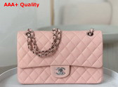 Chanel Classic 11 12 Handbag in Light Pink Shiny Grained Calfskin Silver Tone Metal Ref A01112 Replica