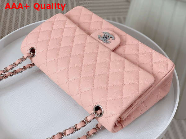 Chanel Classic 11 12 Handbag in Light Pink Shiny Grained Calfskin Silver Tone Metal Ref A01112 Replica