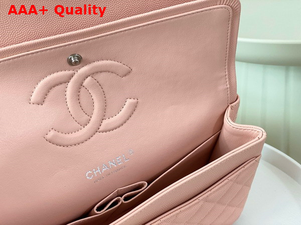 Chanel Classic 11 12 Handbag in Light Pink Shiny Grained Calfskin Silver Tone Metal Ref A01112 Replica