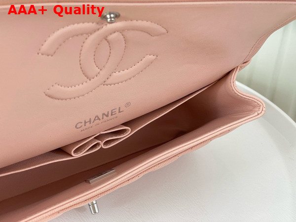 Chanel Classic 11 12 Handbag in Light Pink Shiny Grained Calfskin Silver Tone Metal Ref A01112 Replica