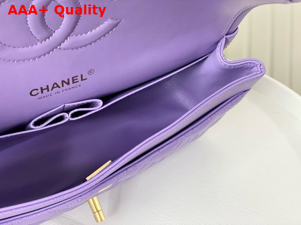 Chanel Classic 11 12 Handbag in Lilac Shiny Grained Calfskin Gold Tone Metal Ref A01112 Replica