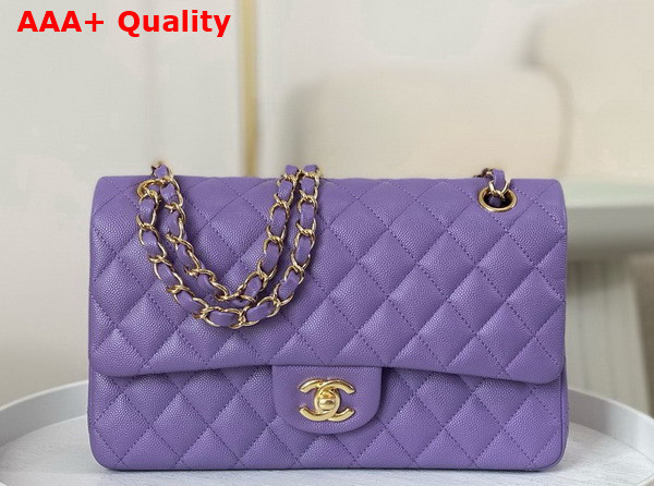 Chanel Classic 11 12 Handbag in Lilac Shiny Grained Calfskin Gold Tone Metal Ref A01112 Replica