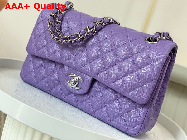 Chanel Classic 11 12 Handbag in Lilac Shiny Grained Calfskin Silver Tone Metal Ref A01112 Replica