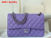 Chanel Classic 11 12 Handbag in Lilac Shiny Grained Calfskin Silver Tone Metal Ref A01112 Replica