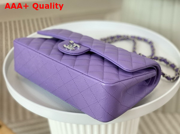 Chanel Classic 11 12 Handbag in Lilac Shiny Grained Calfskin Silver Tone Metal Ref A01112 Replica