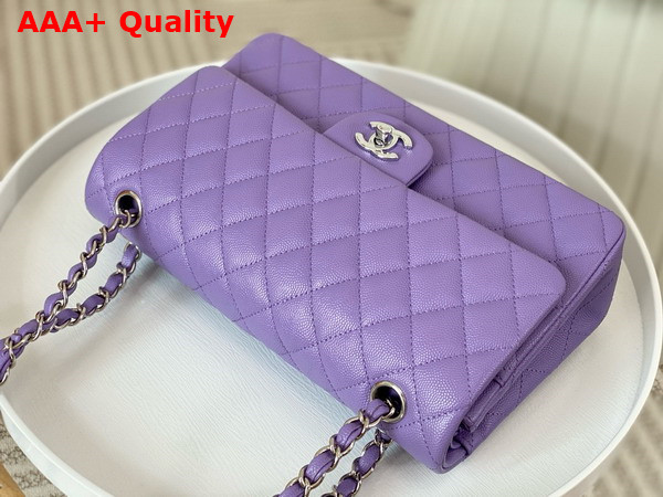 Chanel Classic 11 12 Handbag in Lilac Shiny Grained Calfskin Silver Tone Metal Ref A01112 Replica