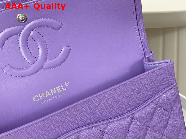 Chanel Classic 11 12 Handbag in Lilac Shiny Grained Calfskin Silver Tone Metal Ref A01112 Replica