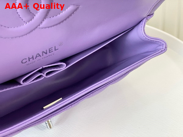 Chanel Classic 11 12 Handbag in Lilac Shiny Grained Calfskin Silver Tone Metal Ref A01112 Replica