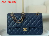 Chanel Classic 11 12 Handbag in Navy Blue Lambskin Gold Tone Metal Ref A01112 Replica