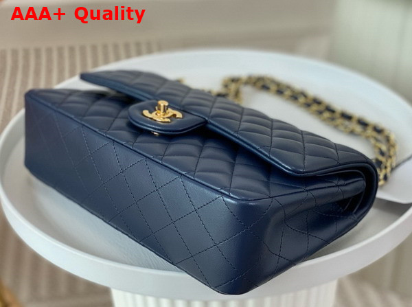 Chanel Classic 11 12 Handbag in Navy Blue Lambskin Gold Tone Metal Ref A01112 Replica