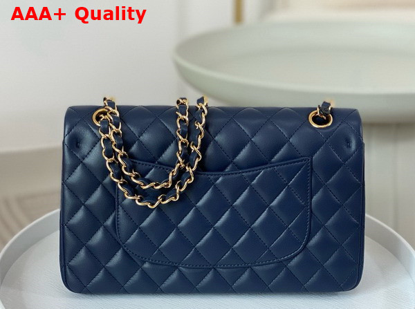 Chanel Classic 11 12 Handbag in Navy Blue Lambskin Gold Tone Metal Ref A01112 Replica