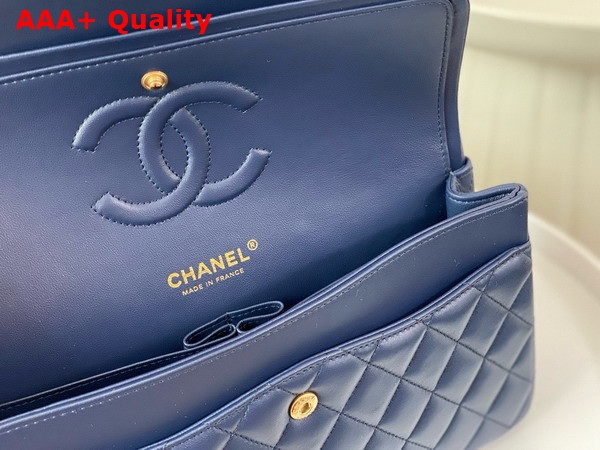 Chanel Classic 11 12 Handbag in Navy Blue Lambskin Gold Tone Metal Ref A01112 Replica