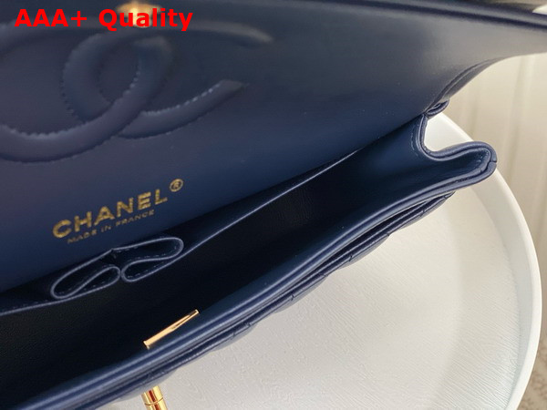 Chanel Classic 11 12 Handbag in Navy Blue Lambskin Gold Tone Metal Ref A01112 Replica