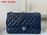 Chanel Classic 11 12 Handbag in Navy Blue Lambskin Silver Tone Metal Ref A01112 Replica