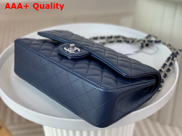 Chanel Classic 11 12 Handbag in Navy Blue Lambskin Silver Tone Metal Ref A01112 Replica