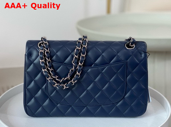 Chanel Classic 11 12 Handbag in Navy Blue Lambskin Silver Tone Metal Ref A01112 Replica