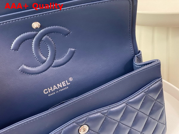 Chanel Classic 11 12 Handbag in Navy Blue Lambskin Silver Tone Metal Ref A01112 Replica