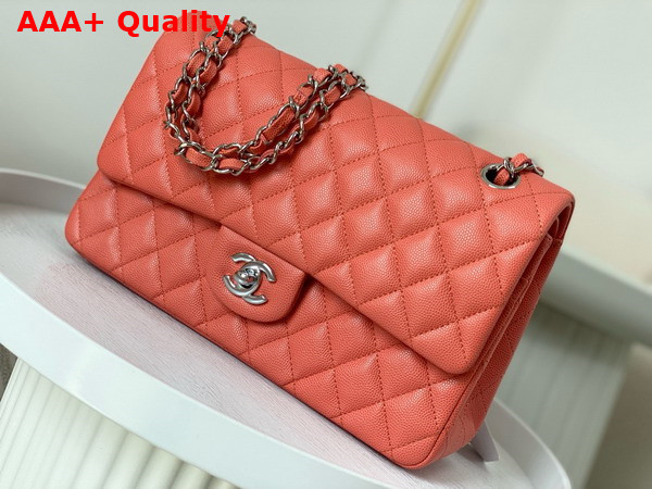 Chanel Classic 11 12 Handbag in Orange Grained Calfskin Silver Tone Metal Ref A01112 Replica