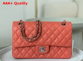 Chanel Classic 11 12 Handbag in Orange Grained Calfskin Silver Tone Metal Ref A01112 Replica