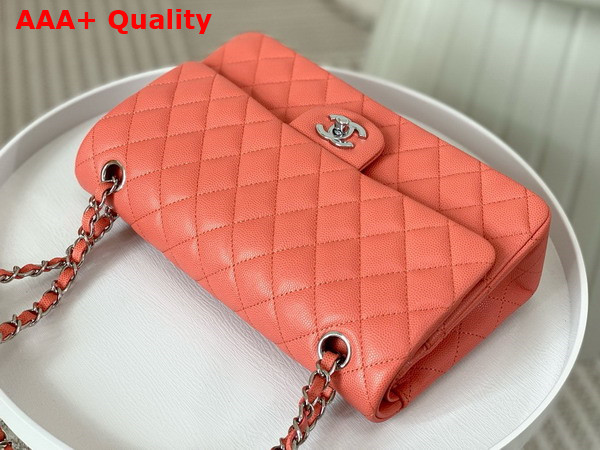 Chanel Classic 11 12 Handbag in Orange Grained Calfskin Silver Tone Metal Ref A01112 Replica